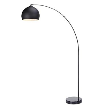 Imagem de Versanora VN-L00013 Arquer Real Marble Base Modern LED Arc Luminária de Chão Alta com Sombra de Sino para Sala de Estar Quarto de Leitura Casa Escritório, 170 cm de altura, Preto