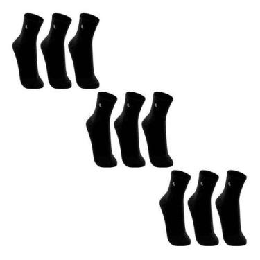 Imagem de Kit 9 Pares Meia Lupo Cano Médio Preta 03245 Esportes Tênis, Preto, 41