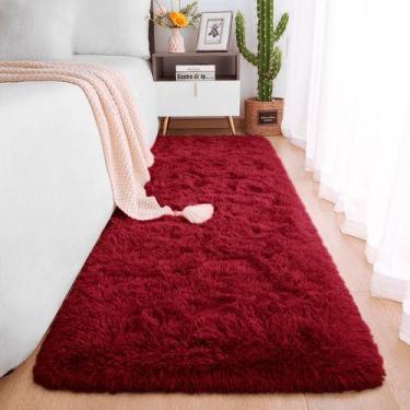 Imagem de Passadeira Quarto Felpudo Peludo Vinho 60 X 180 Cm - Tapetes Saturs