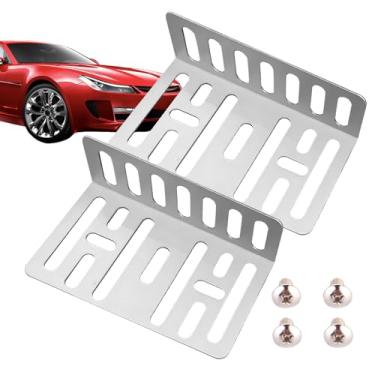 Imagem de Kit de painel de instalação 2 DIN, kit de instalação de rádio estéreo de carro de metal, acessórios de estrutura de montagem universal de painel duplo DIN, 2 suportes e 4 parafusos, 8 x 4,8 x 2,4 cm