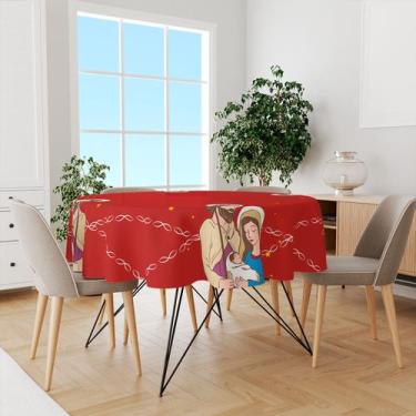 Imagem de Toalha De Mesa Redonda Tecido Oxford Jesus Família TL01 -140x140cm - C