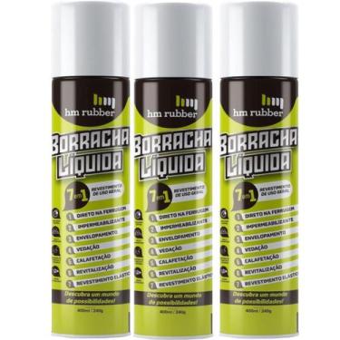 Imagem de Kit 3 Tinta Borracha Líquida Branco Impermeabilizante 400ml Hm Rubber 