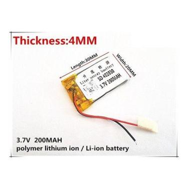 Imagem de (2unidades) 200mah 3,7v  2 Fios 402030 4mm X 20mm X 30mm - - KMIG