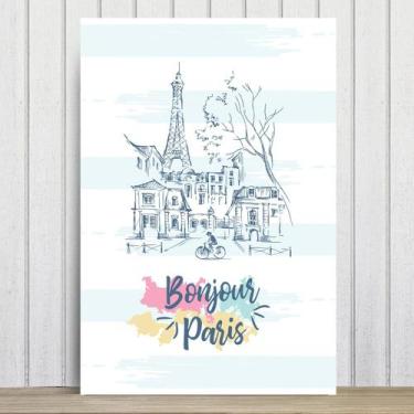Imagem de Placa Decorativa Paris Torre Eiffel Bonjour MDF 30x40 - Quartinhos