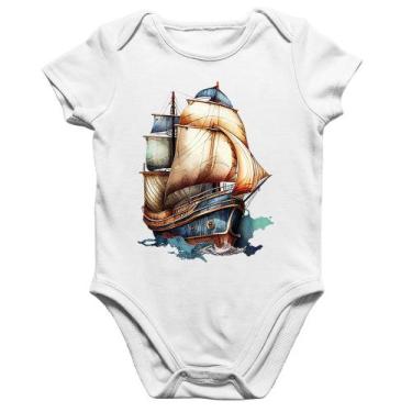 Imagem de Body Bebê Algodão Navio Vintage - Foca na Moda, Branco, M