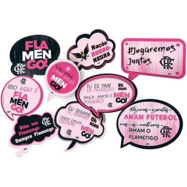 Imagem de Kit Plaquinhas Divertidas Festa Flamengo Rosa - 09 unidades - Festcolo