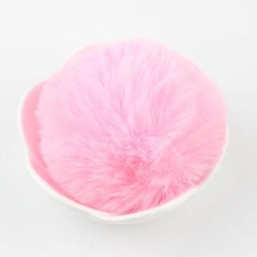 Imagem de Bolinha Pelúcia Pompom 8cm Rosa com Elástico em Poliéster - unidade - 