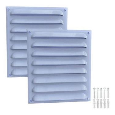 Imagem de Kit 2 Grades De Ventilação Quadrada De Alumínio 14x16 Branca - ITANOVA