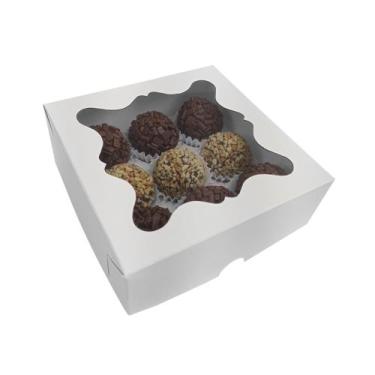 Imagem de Caixa para 9 doces- Branca- Com visor- 10 Unid. - Embalagens Conceito