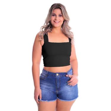 Imagem de Cropped Faixa Alça Grossa Plus Size - Lynnce, Preto, G2
