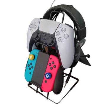 Imagem de SUPORTE MESA GAMER PARA 2 CONTROLES DUALSENSE E 1 HEADSET / HEADPHONE 