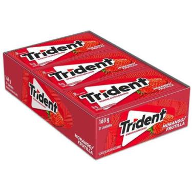 Imagem de Chiclete Trident 5s Morango Caixa com  - 21 Pacotes 5 Unidades 8g
