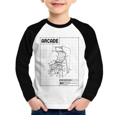 Imagem de Camiseta Raglan Infantil Arcade Fliperama Projeto Manga Longa - Foca n