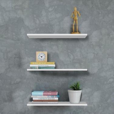 Imagem de Prateleiras Mdf Madeira Estante de Parede Branca Kit 3  - Original Col