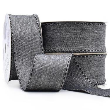 Imagem de Fita para Laços Progresso N09 Jeans Mescla com Pesponto - 38mm com 10 