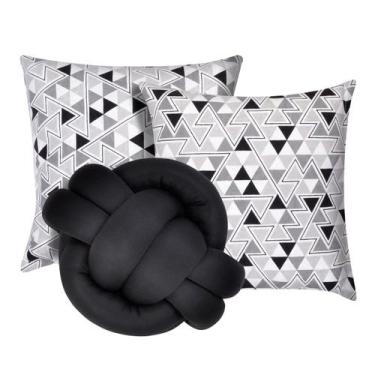 Imagem de Kit 2 Almofadas Decorativas cheias mais Almofada Nó Preto - CasaHome