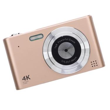 Imagem de Câmera Digital Compacta 48MP 4K Com Zoom de 16x IPS Tela Anti Vibração Gravação de Vídeo para Viagens Com Flash (Ouro)