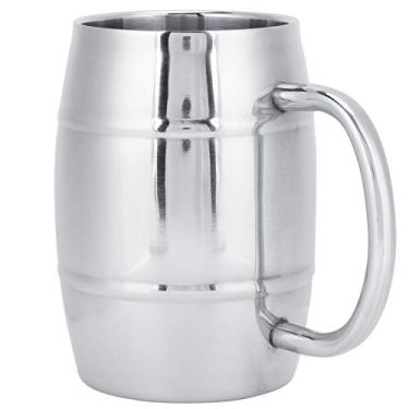 Imagem de Xícara de café de Aço Inoxidável 304 de Parede Dupla Akozon 470ml Com Alça, Caneca de Cerveja Isolada, Copo de Leite para Bar, Mantém As Bebidas Quentes ou Frias, Design Durável