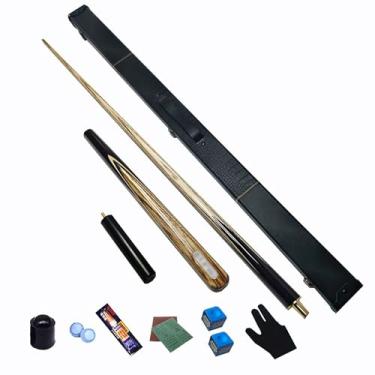 Imagem de Taco de sinuca de madeira de freixo de 147 cm, taco de sinuca, taco de sinuca profissional para esportes de mesa de sinuca, bar de bilhar de madeira (F taco de sinuca + acessórios + caixa de tacos, 10