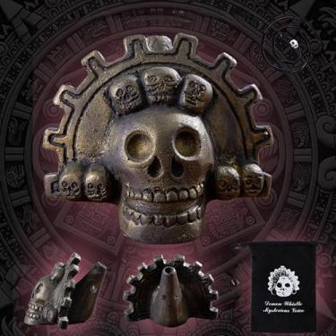 Imagem de Apito da morte asteca assustador autêntico, gritos humanos mais altos com mais de 125 decibéis, apito da morte para presente assustador de Halloween (Bronze)