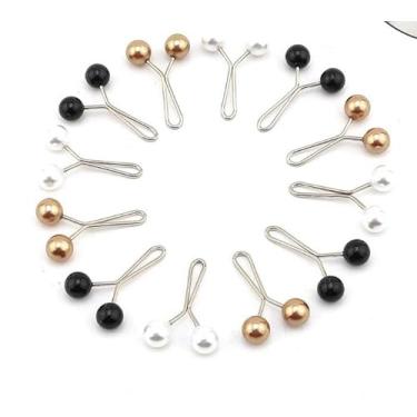 Imagem de 12 peças de alfinetes de segurança Hijab sem obstáculos para mulheres muçulmanas pérolas falsas cachecol xale clipes de broche, Plástico, Sem Pedra Preciosa