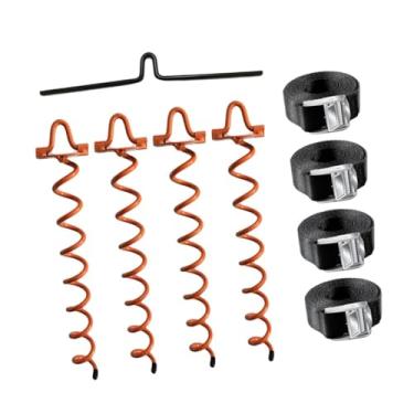 Imagem de Vaveren Parafuso de ancoragem em espiral para barracas Kit de ancoragem para trampolim Estacas para prender animais Galpões Tendas Cerca de jardim Estaca de, Laranja