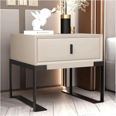 Imagem de Mesa de cabeceira para quarto, armário de cabeceira, mini armário de cabeceira com uma gaveta, perna dourada/perna preta, mesa de cabeceira, 8, pés pretos para armário