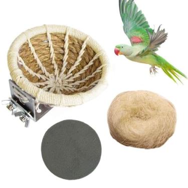 Imagem de Kathson – Cama de ninho de pássaro trançado com corda de cânhamo para paraquedas, coquetel, canário, pássaro e pequena gaiola de papagaio