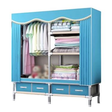 Imagem de Guarda-roupa Armário de guarda-roupa forte autônomo rack de roupas com gavetas armário de guarda-roupa para pendurar roupas organizador de armazenamento armário