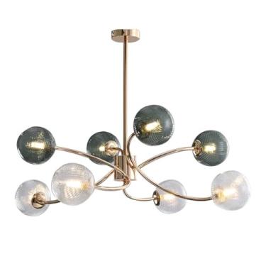 Imagem de TONGQIC Lustres Sputnik modernos, luminária pendente verde de meados do século, luminária de teto de casa de fazenda ajustável em altura para cozinha ilha sala de estar