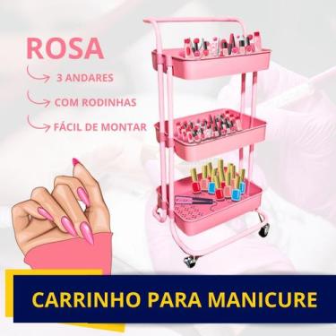 Imagem de Carrinho Organizador de Esmaltes para Manicure Rodinhas com Trava - Na