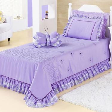 Imagem de Cobre Leito Solteiro Jardine 03 Peças Lilás - Enxovais Aquarela
