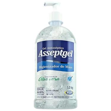 Imagem de Alcool Gel Asseptgel 1kg Antisseptico Aloe Vera Cristal Ação Hidratant