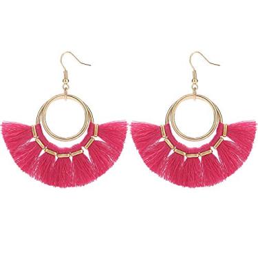 Imagem de Brincos de argola de borla BaubleStar, brincos de franja em tom dourado, em camadas, para mulheres e meninas