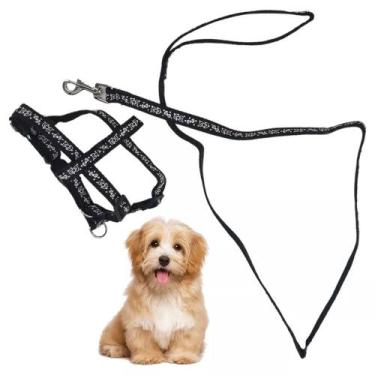 Imagem de Coleira Peitoral Guia Ajustavel Cachorro Gato Pet Cao Passeio Viagem A