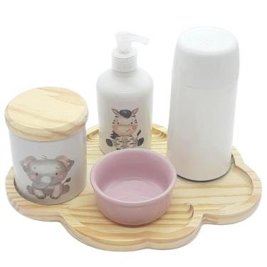 Imagem de Kit higiene bebê 5 peças Safari -  Molh Red Rosa Tampa pinus - Antilop