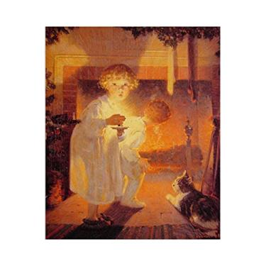 Imagem de JZSDGB Norman Rockwell Prints-Canvas Print Wall Art Famous Painting - "Is He Coming", reprodução de arte, pôsteres, imagem em tela, para decoração de parede de sala de estar, 60 x 80 cm (24 x 31 pol),
