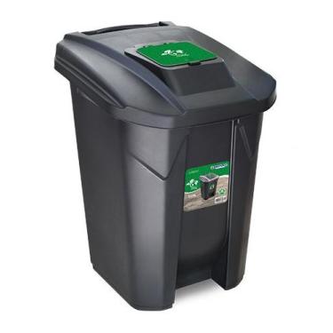 Imagem de Lixeira Preta 120l Coleta De Lixo Grande Tampa Click Cozinha - Arqplas