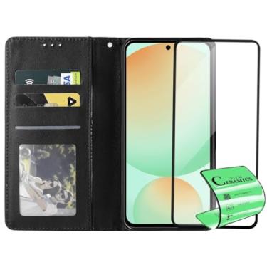 Imagem de Capa Capinha Carteira Flip e Película Cerâmica 9D Não Quebra Compatível Samsung Galaxy S24 Fe