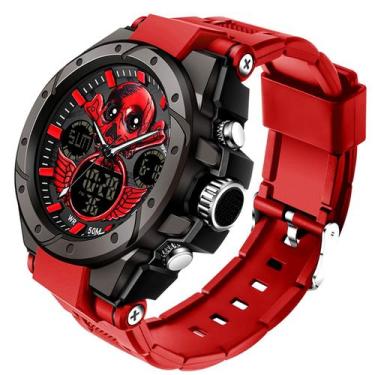 Imagem de Relógio Masculino de Pulso Display Duplo Caveira SANDA Relógio Digital