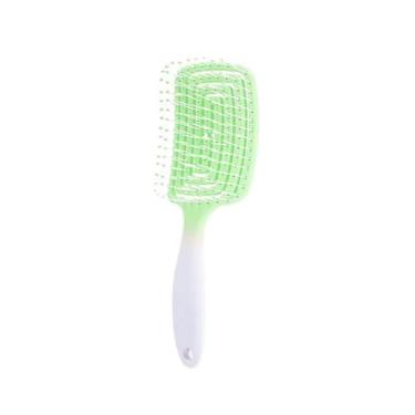 Imagem de 1 peça pente de cabelo elástico oco gradiente, escova de cabelo cacheado molhado e oco, pente de cabelo, ferramenta de estilo de salão especial (verde)