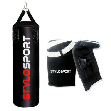 Imagem de Saco De Boxe 90 Cm Profissional Pancada + Luva Bate Saco Adulto - Pret