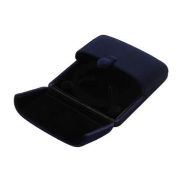 Imagem de kowaku Caixa de transporte da caixa de jóias com revestimento de veludo com botão de embalagem de snap organizador de jóias para o aniversário de engajamento, Pulseira Preta