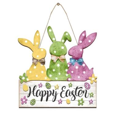 Imagem de XLWLLNJ Páscoa de madeira de coelhinho de madeira, placa de de de para caça de para cafeteria ao ar livre para cafeteria de, com Cor Verde