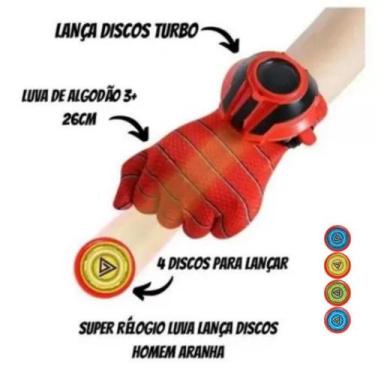 Imagem de Kit 2 Luvas Brinquedo Homem Aranha Lança Disco Vingadores Crianças Ara