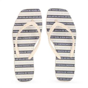 Imagem de Chinelo Brizza Arezzo Bico Quadrado Square Fitinhas Color Bege e Preto - Feminino-Feminino