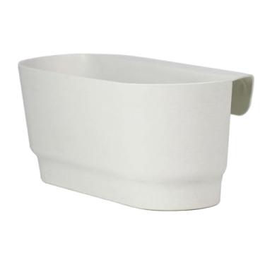 Imagem de IEUDNS Plantador de grade com drenagem Plant Pot Decorative Flowerpot pendurado vaso de flores, plantador de cerca para do pátio da janela, Branco, 39.5cmx18cm