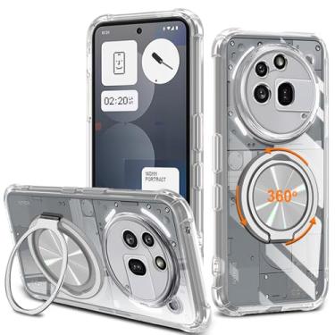 Imagem de Nijiadi Capa para celular For Nothing Phone 3A Pro, suporte giratório de 360° [não amarela] Capa protetora transparente com 4 cantos à prova de choque para telefone 3A Pro - transparente