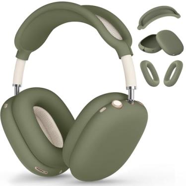 Imagem de Capa de silicone para AirPods Max, capa de fone de ouvido/capa para fones de ouvido AirPods Max, acessórios protetor de silicone macio para Apple AirPods Max, novo USB-C (2024) (verde militar)