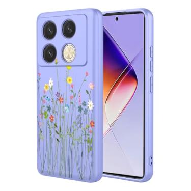 Imagem de HTXWXJC Capa de telefone para Infinix Note 40 Pro 4G, X6850 à prova de choque flexível bumper TPU capa macia padrão flor capa para telefone Infinix Note 40 Pro 4G flor roxa